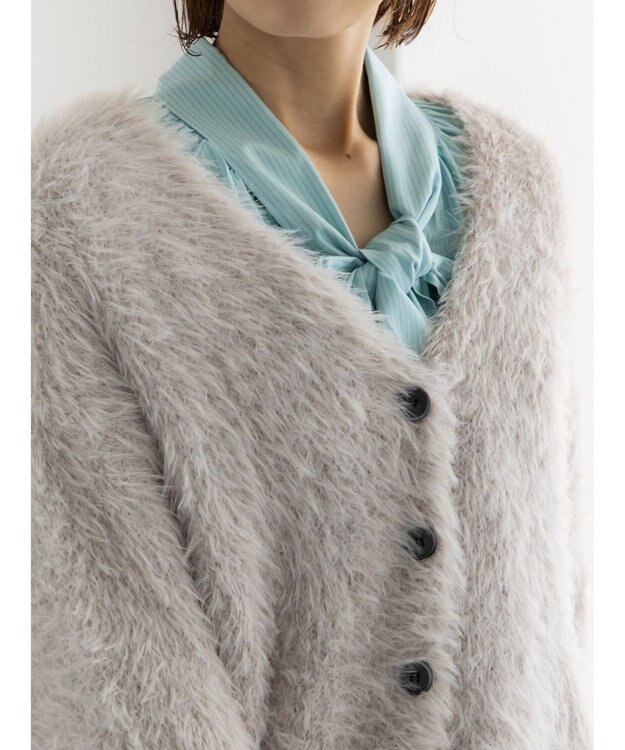 Te chichi シャギーVネックカーディガン Ｓグレー