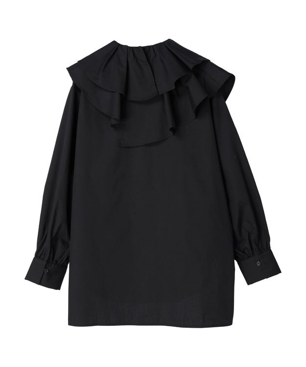 earth music&ecology ラッフルフリルチュニックブラウス Black
