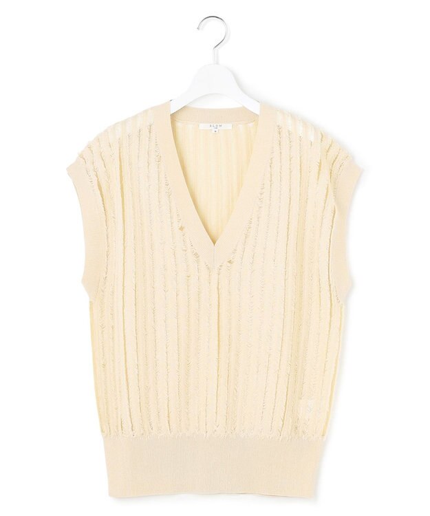 23区 【SLOW/一部店舗限定】フリンジニット ジレ アイボリー系