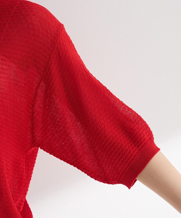 Green Parks スキッパー半袖ニットカーディガン Red