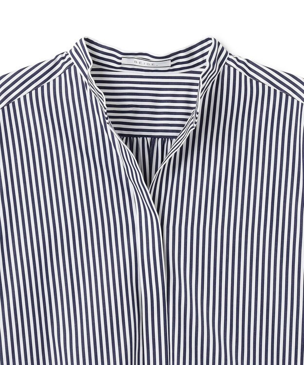 BEIGE， BAILLEUL / ロングシャツ Navy Stripe