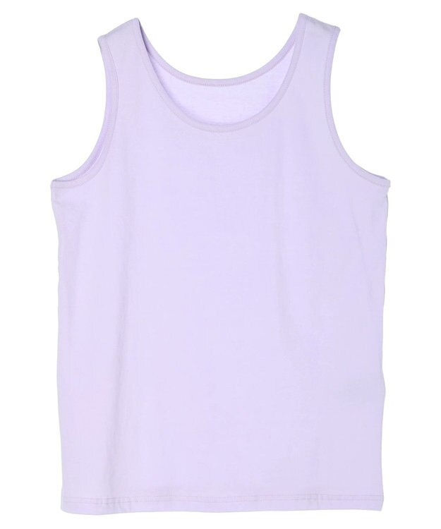 Green Parks インド綿 SET２点 刺繍７分丈ブラウス＋タンクトップ Purple