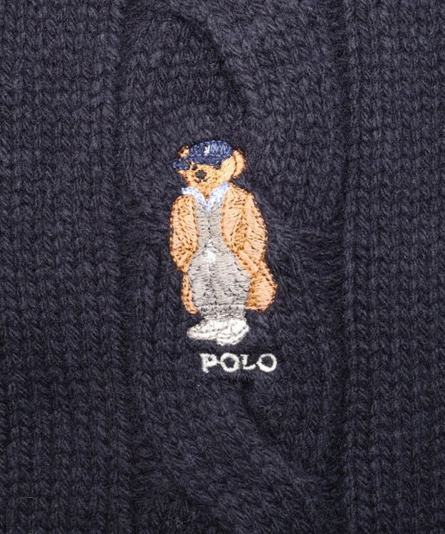 AURORA 【 POLO RALPH LAUREN（ポロ ラルフ ローレン） 】Polo ベア ケーブルニット ウールブレンド マフラー ネイビー