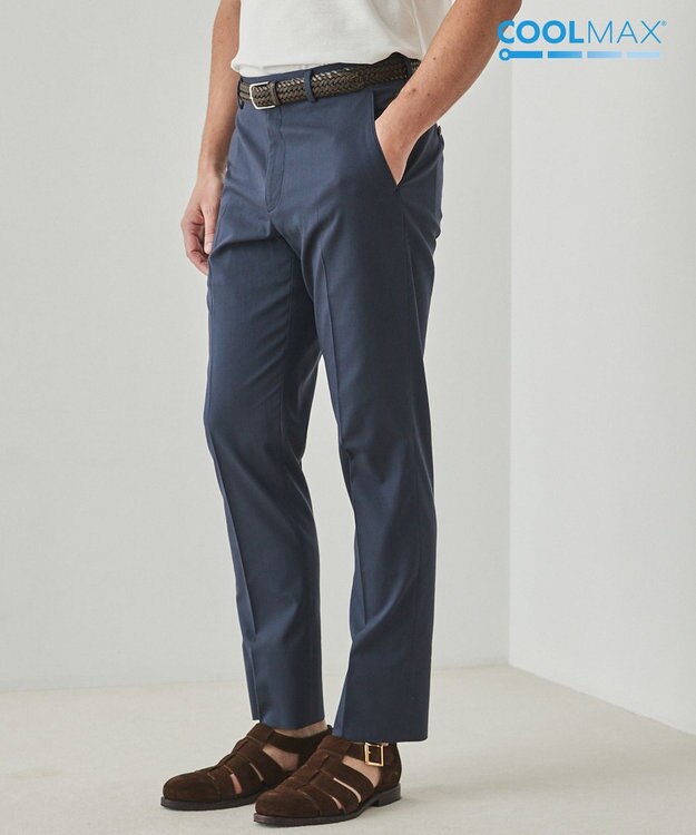 GOTAIRIKU 仕事で着られる綿パン【吸水速乾/ストレッチ/折り目加工】クールマックスコットンパンツ_ノータック（25年モデル） ネイビー系