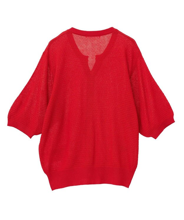 Green Parks スキッパー半袖ニットカーディガン Red