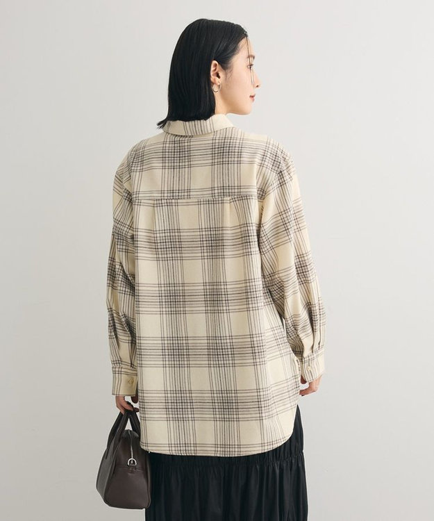 Green Parks ネルチェックシャツ Ivory