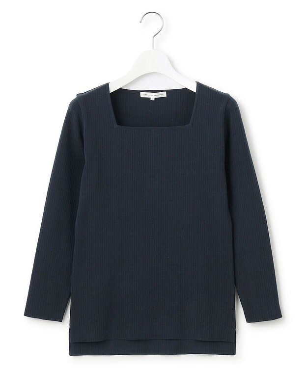 23区 【洗える】コンパクトリブ スクエアネック カットソー ネイビー系