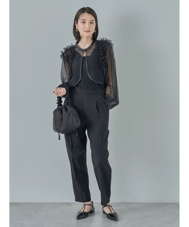 earth music&ecology ＳＥＴ２点チュールブラウス付きキャミワンピース Black