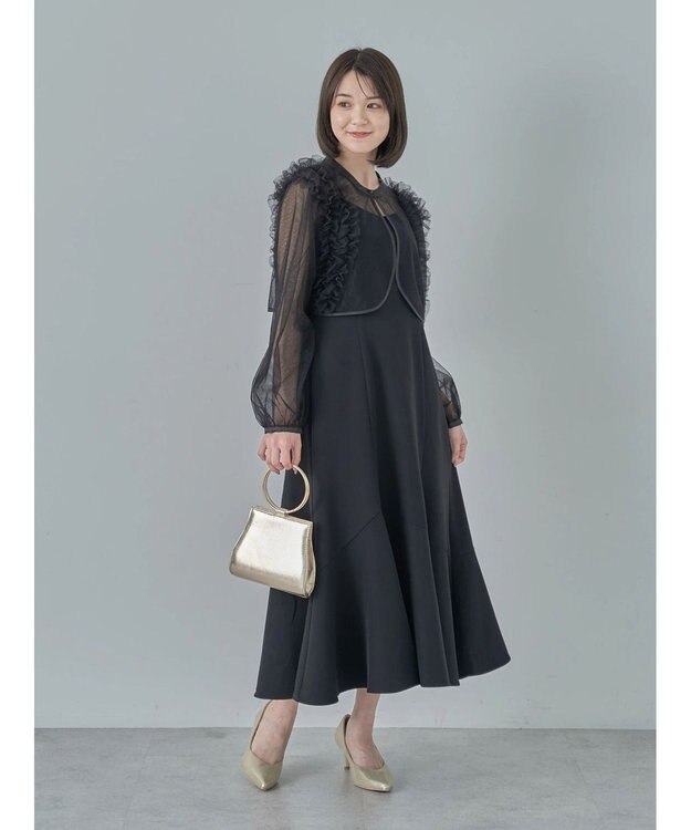 earth music&ecology ＳＥＴ２点チュールブラウス付きキャミワンピース Black