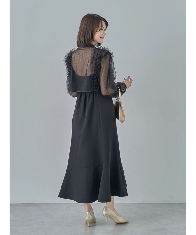 earth music&ecology ＳＥＴ２点チュールブラウス付きキャミワンピース Black