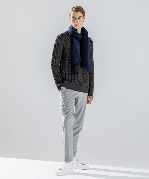 JOSEPH HOMME 柄をアップデート【上質素材】シルクカシミヤ　ブックストール ネイビー系