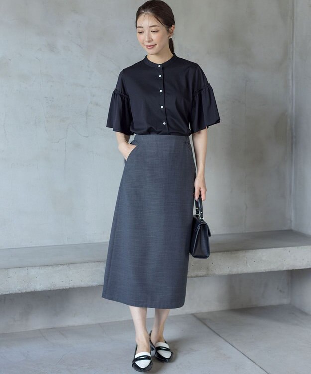 組曲 ギャザースリーブクリア カットソー ブラック系