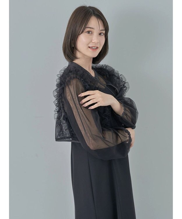 earth music&ecology ＳＥＴ２点チュールブラウス付きキャミワンピース Black