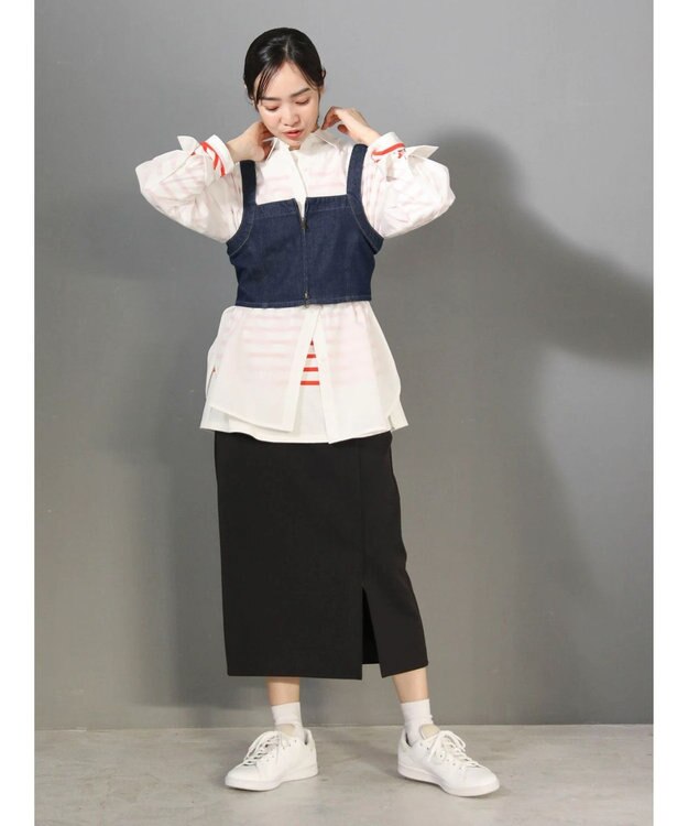 Green Parks 〈選べるきれシル〉Ｉラインロング丈スカート Black