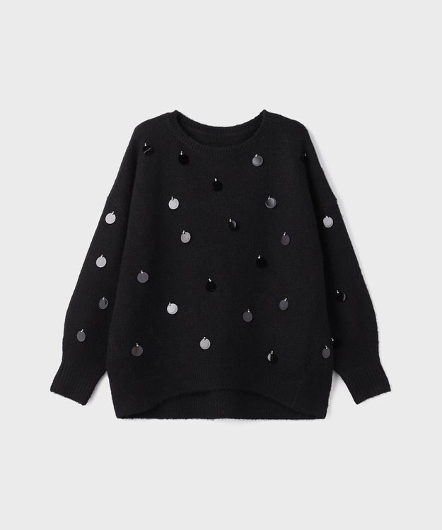 GRACE CONTINENTAL スパンコールニットトップ ブラック