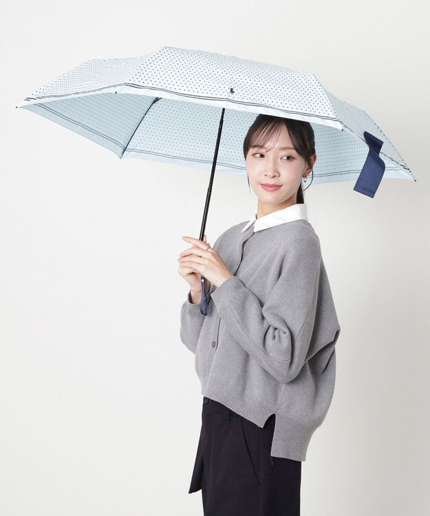 MOONBAT POLO RALPH LAUREN(ポロ ラルフローレン) ツイルドットポロポニー 雨傘 折りたたみ傘 サックスブルー