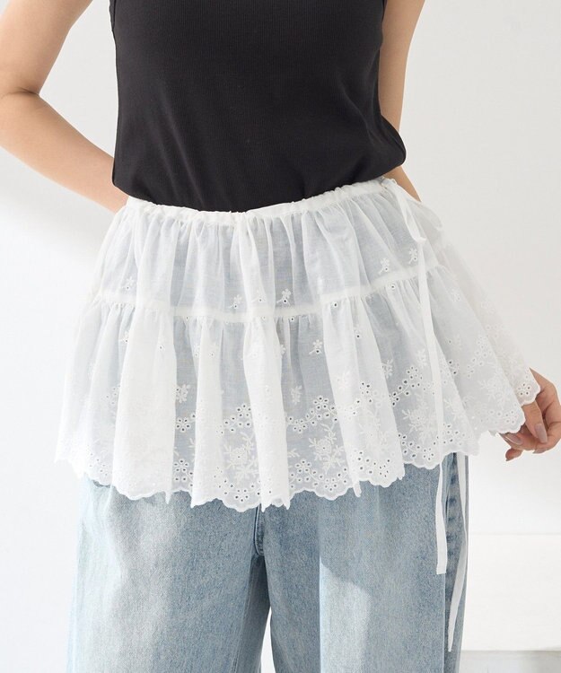 earth music&ecology エンブロイダリー刺繍ラップスカート Off White