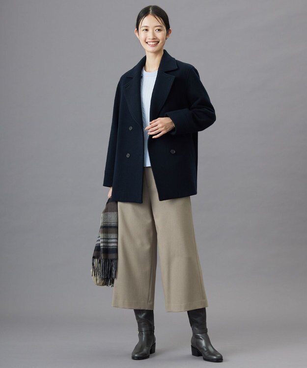 J.PRESS LADIES Jackal 140sソフトメルトン Pコート ネイビー系