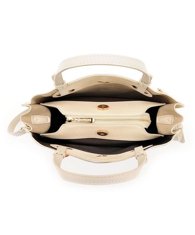 MioFIRANO カジュアルシッククロスラインハンドバッグ 2WAY チャーム付き　FIRANO フィラノ IVORY