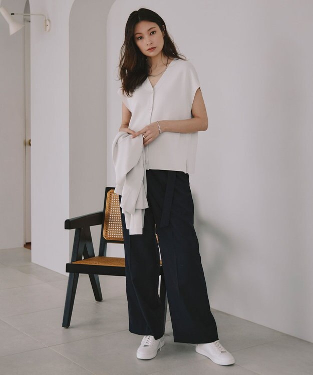 ICB 【洗える】Vi/Peブッチャー タックワイドパンツ ネイビー系