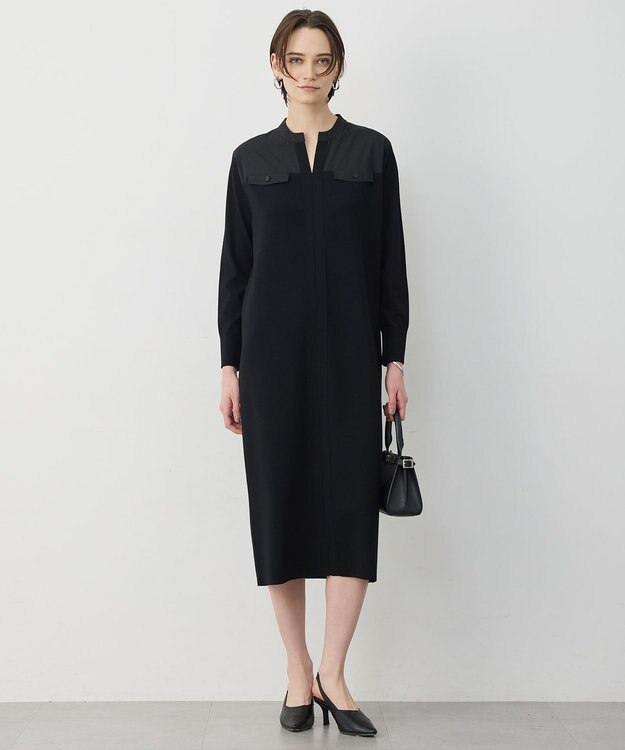 ICB L クリアレーヨンストレッチ ニットワンピース ブラック