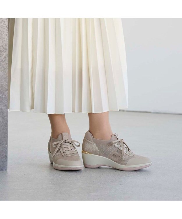 Riz raffinee <Riz raffinee>ヒールアップニットスニーカー ベージュ