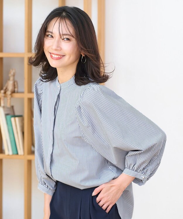 ANY 【UVカット・吸水速乾・抗菌防臭】バルーンスリーブブラウス ブルー系3