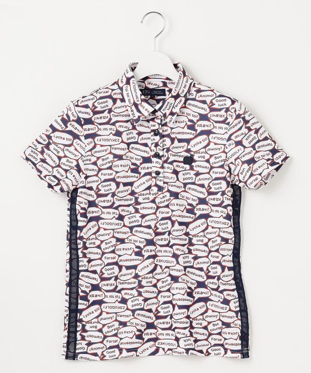 23区GOLF 【WOMEN】【吸水速乾/UVカット】YELL総柄プリントポロシャツ ネイビー系5