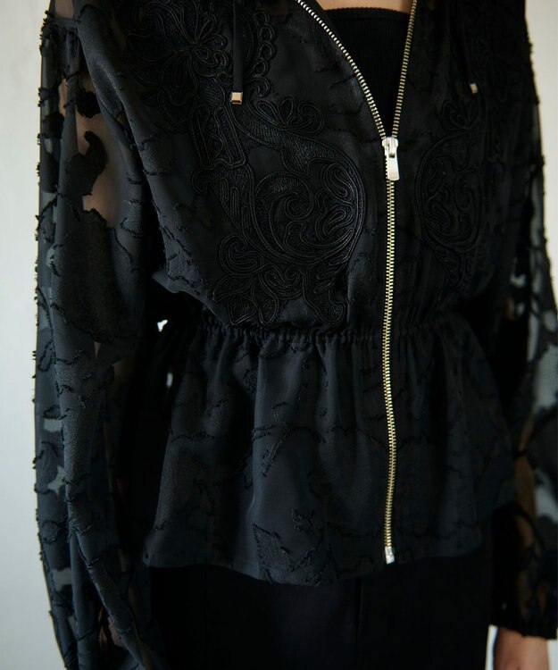 GRACE CONTINENTAL ジャガード刺繍ブルゾン ブラック