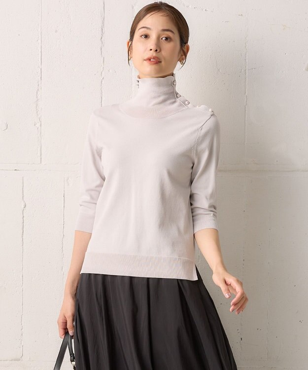 組曲 MINA六分袖タートルネック ニット ベージュ系