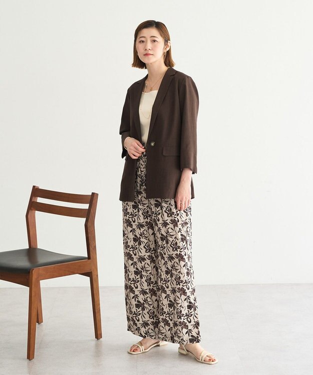 YECCA VECCA マシンウォッシャブルリネンライクジャケット Brown