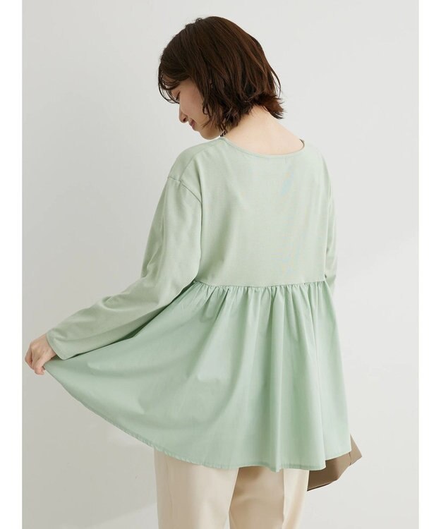 Green Parks バックギャザー布帛切替プルオーバー Green