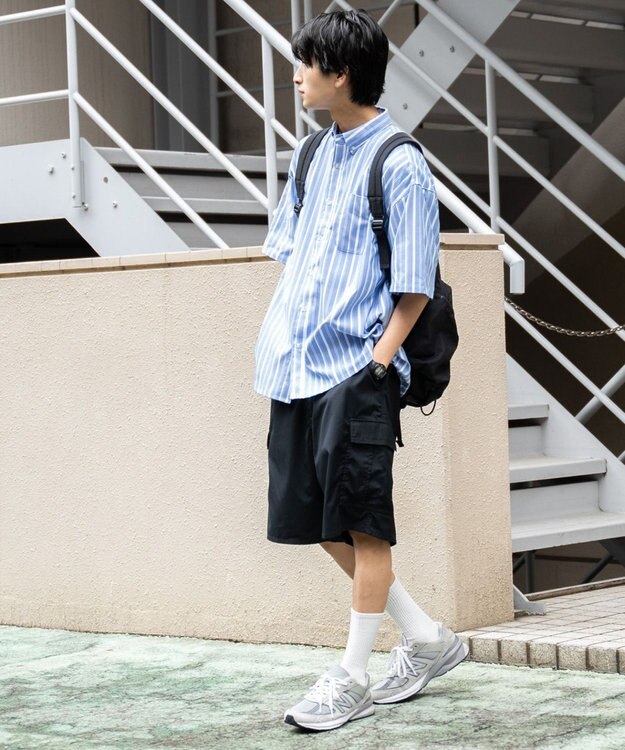 WEGO 【ウエストゴム/手洗い可】ワイドカーゴショーツ ブラック