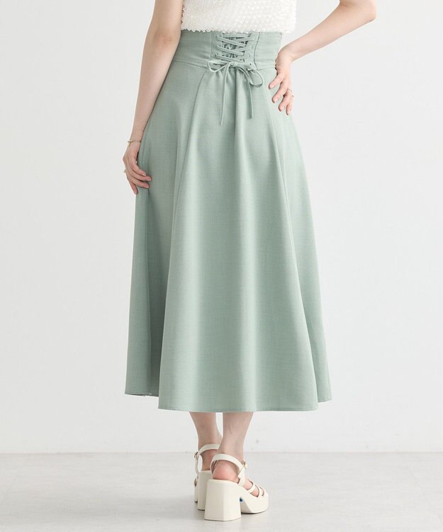 earth music&ecology バックレースアップスカート Light Green