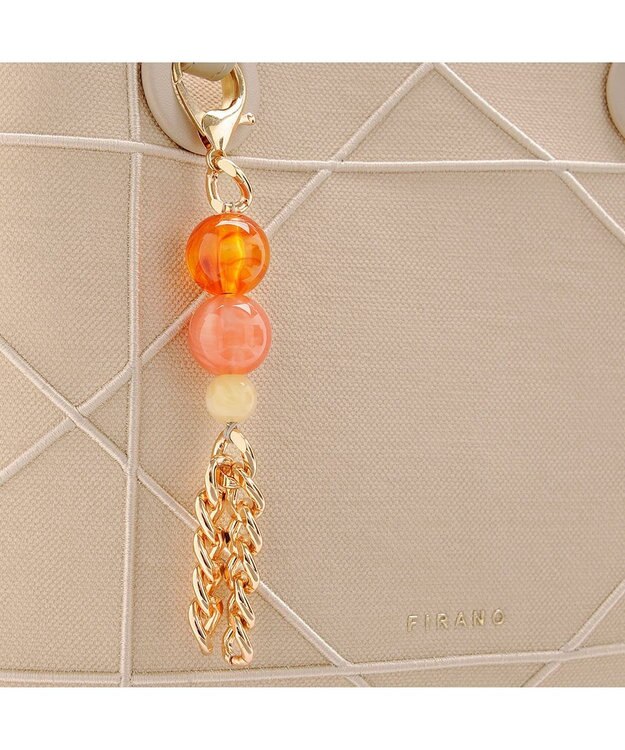 MioFIRANO カジュアルシッククロスラインハンドバッグ 2WAY チャーム付き　FIRANO フィラノ IVORY