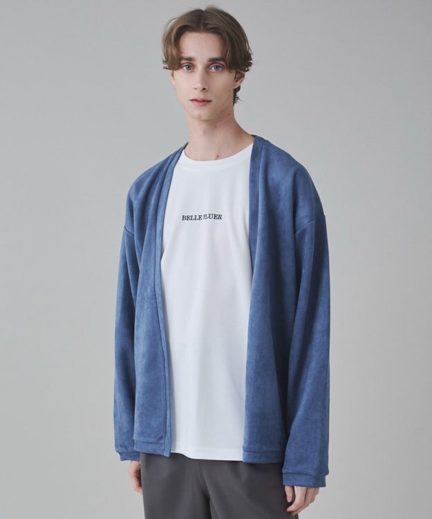 WEGO 【ユニセックス着用アITEM/２点SET】フェイクスウェードアンサンブルカーディガン サックス