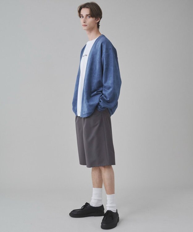 WEGO 【ユニセックス着用アITEM/２点SET】フェイクスウェードアンサンブルカーディガン サックス