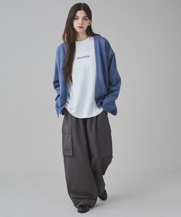 WEGO 【ユニセックス着用アITEM/２点SET】フェイクスウェードアンサンブルカーディガン サックス