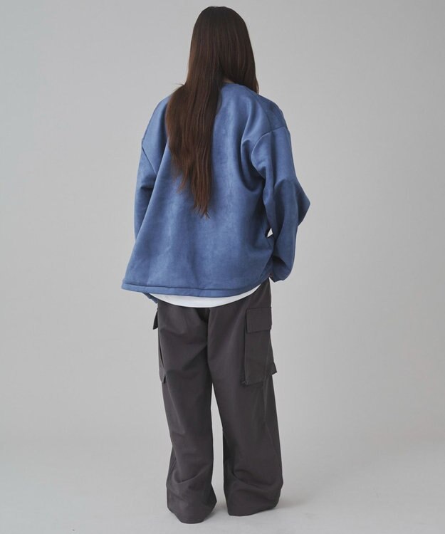 WEGO 【ユニセックス着用アITEM/２点SET】フェイクスウェードアンサンブルカーディガン サックス