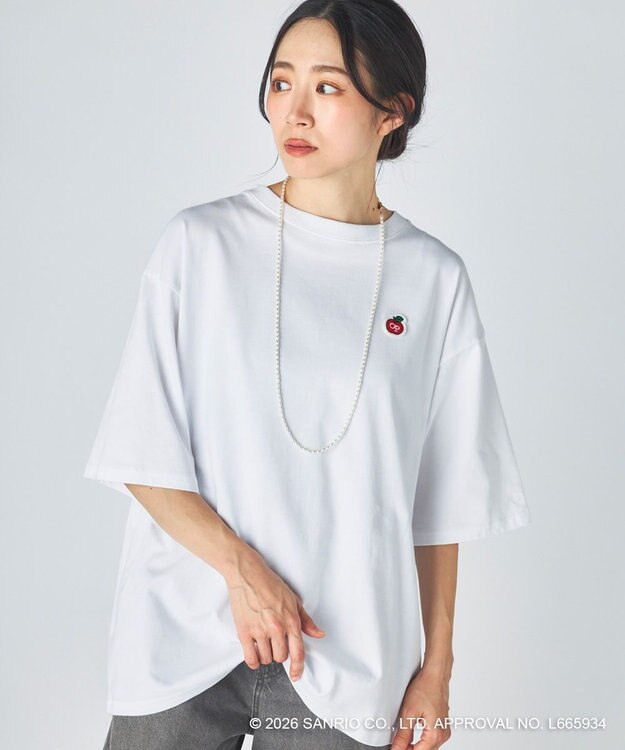 OP／FILA 【Ocean Pacific×ハローキティ】サガラ刺しゅうビッグTシャツ ホワイト