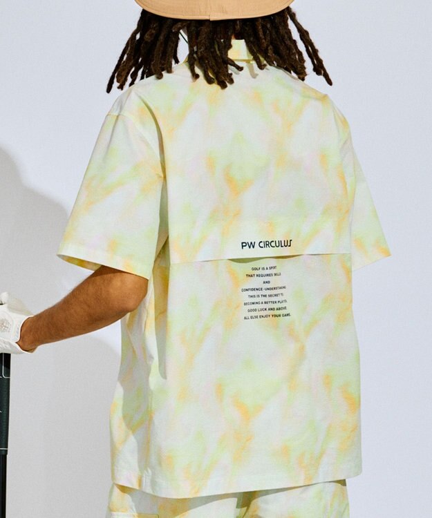 PW CIRCULUS 【MEN】タイダイ柄 メッシュポケットシャツ ゴルフ イエロー系5
