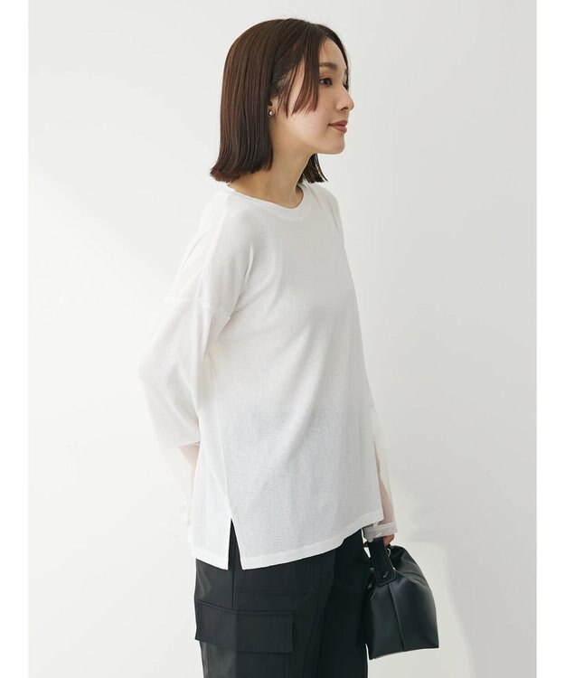 Green Parks 袖チュールドッキングプルオーバー Off White