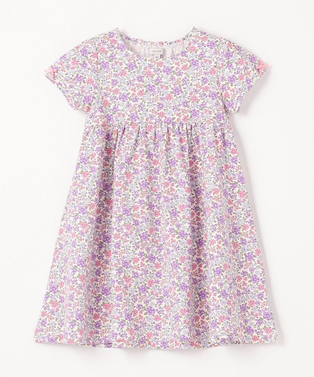 ANY KIDS カットソー サマー ワンピース オフホワイト×花柄