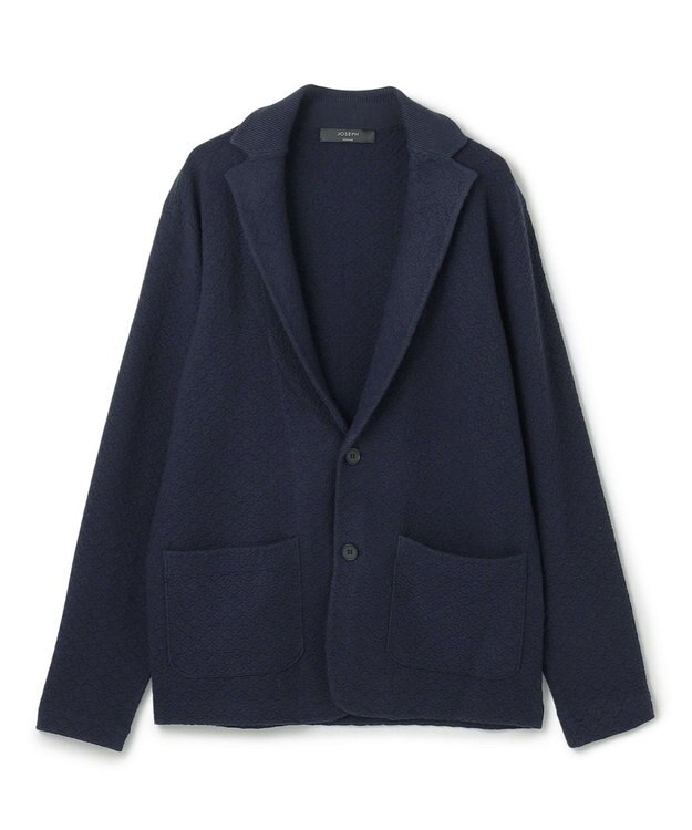 JOSEPH HOMME 新型【洗える】ヴィスコースリンクス 　ニットジャケット ネイビー系