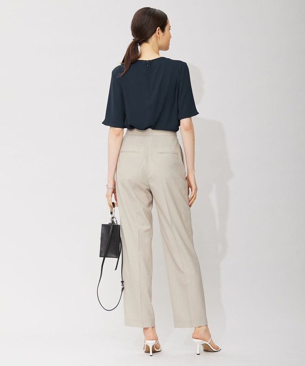 ICB 【洗える】ソフトジョーゼット　ランダムタックブラウス ネイビー系