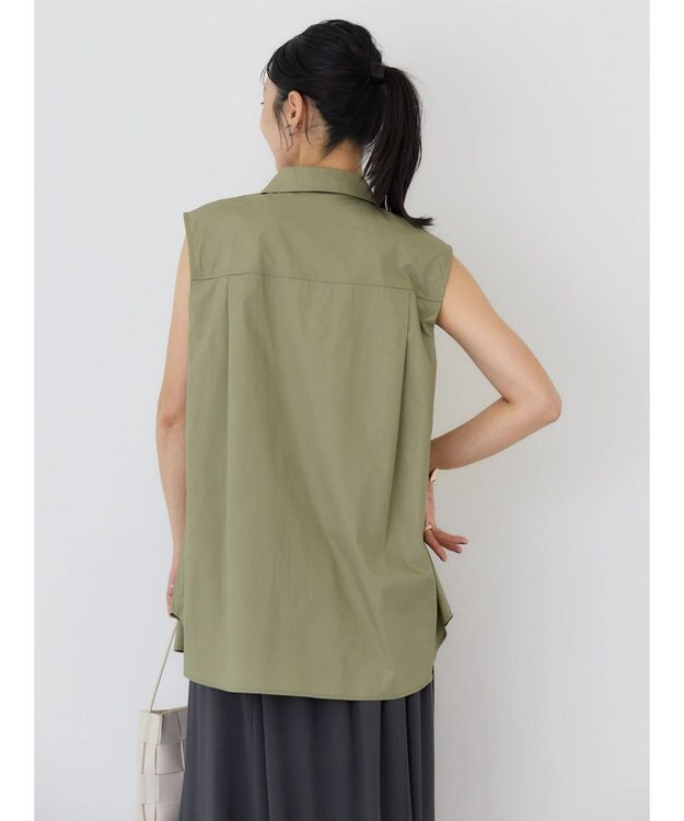 AMERICAN HOLIC ノースリーブＷポケットシャツ Khaki