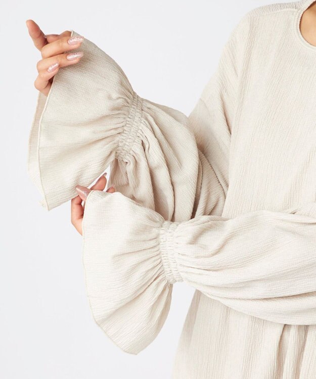 OP／FILA 【Ocean Pacific】ティアードトップス＋ショートパンツ付き 4点セット アイボリー