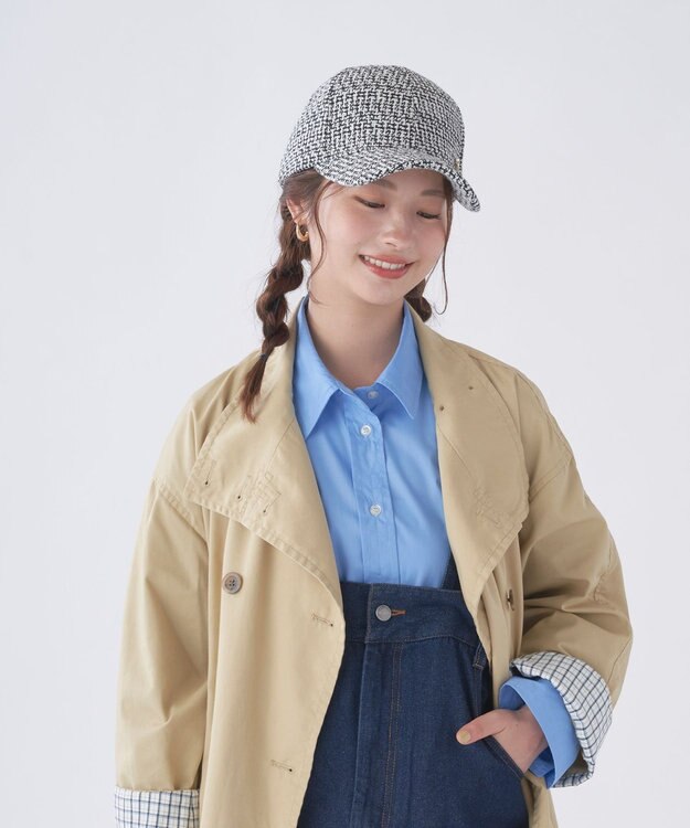 MOONBAT estaa(エスタ) ざっくりツイード キャップ  帽子 手洗い可能 サイズ調整可能 チャコールグレー