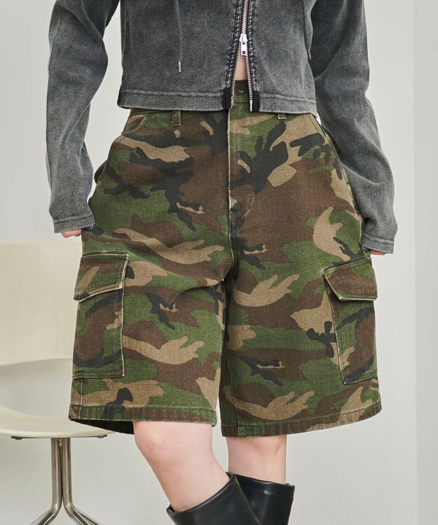 WEGO ヴィンテージウォッシュカーゴハーフパンツ 柄1