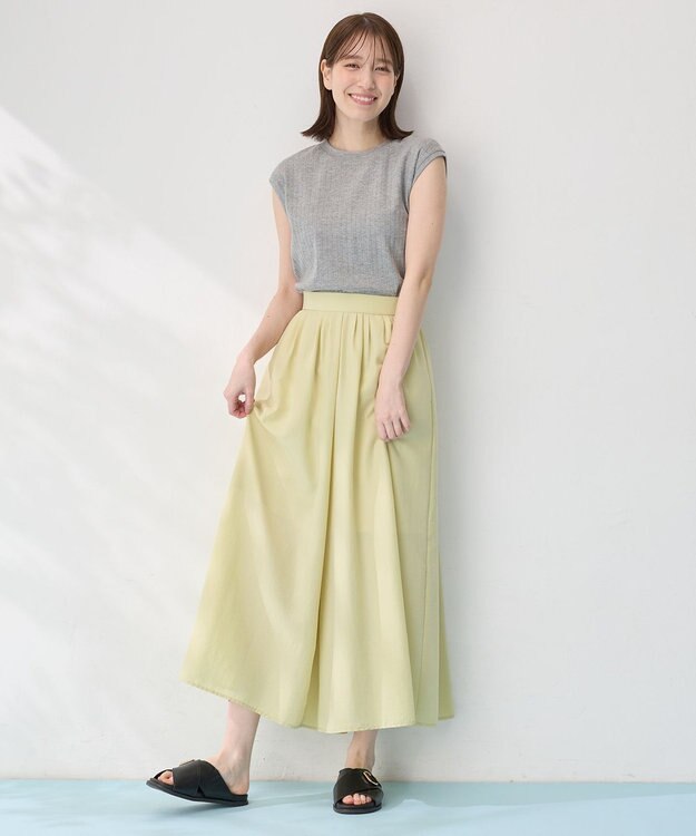 ANY L 【洗濯機可/接触冷感/UVカット】汗ジミ防止テレコノースリーブプルオーバー トップグレー